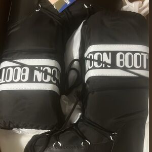 Authentic Moon Boot Black and White Snow Boots